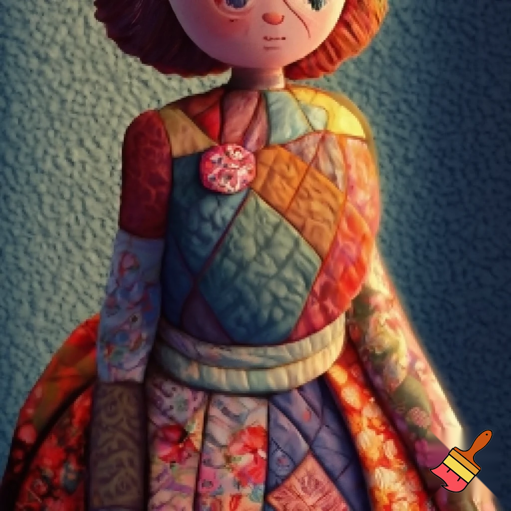 Quilted artwork of a lady in a dress