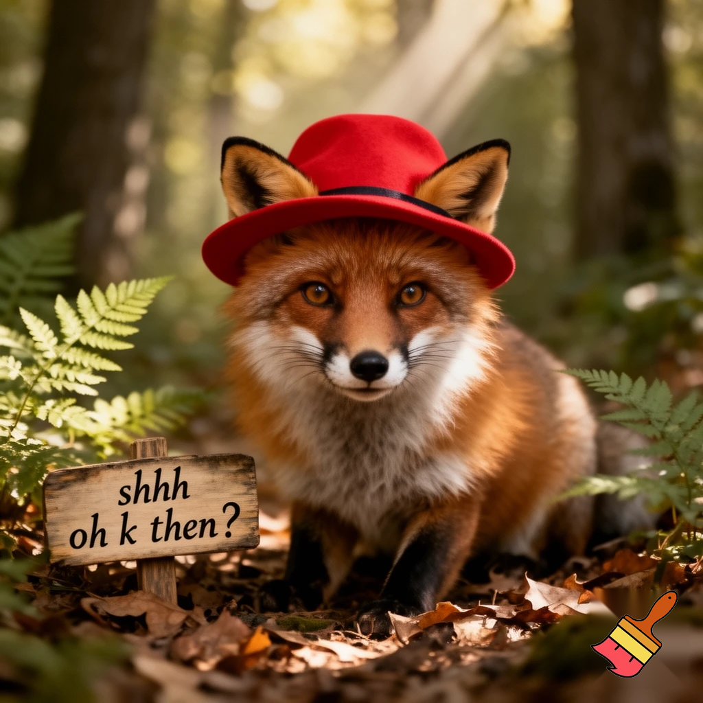 then the fox with a red hat says  shhh oh k then….