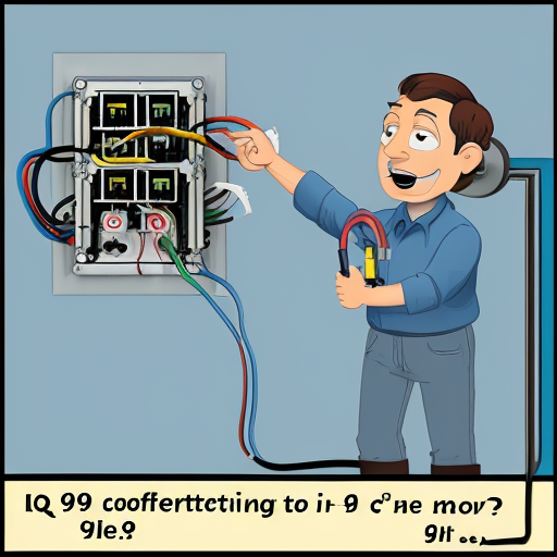 cartoon electrician confused question mark above head trying to figure our 9 wires on a motor