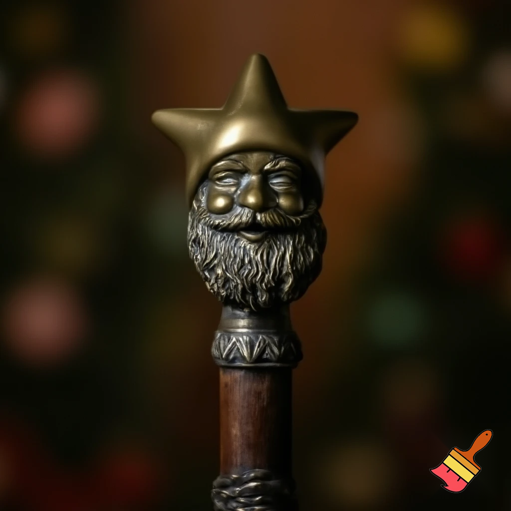 Russian Santa Claus walking stick with a star Santa Claus the real Santa Claus metal
