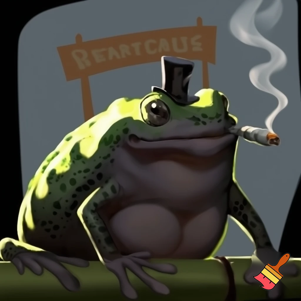 toad, dark green skin, light green glands, short tophat, smoking sugercane, frowning, in mugshot, standing, holding sign saying Cane Toad,