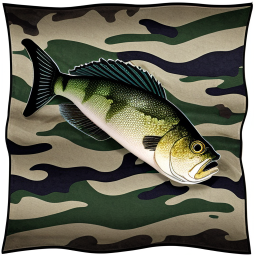camo flag with a bass fish on it and 2 stars