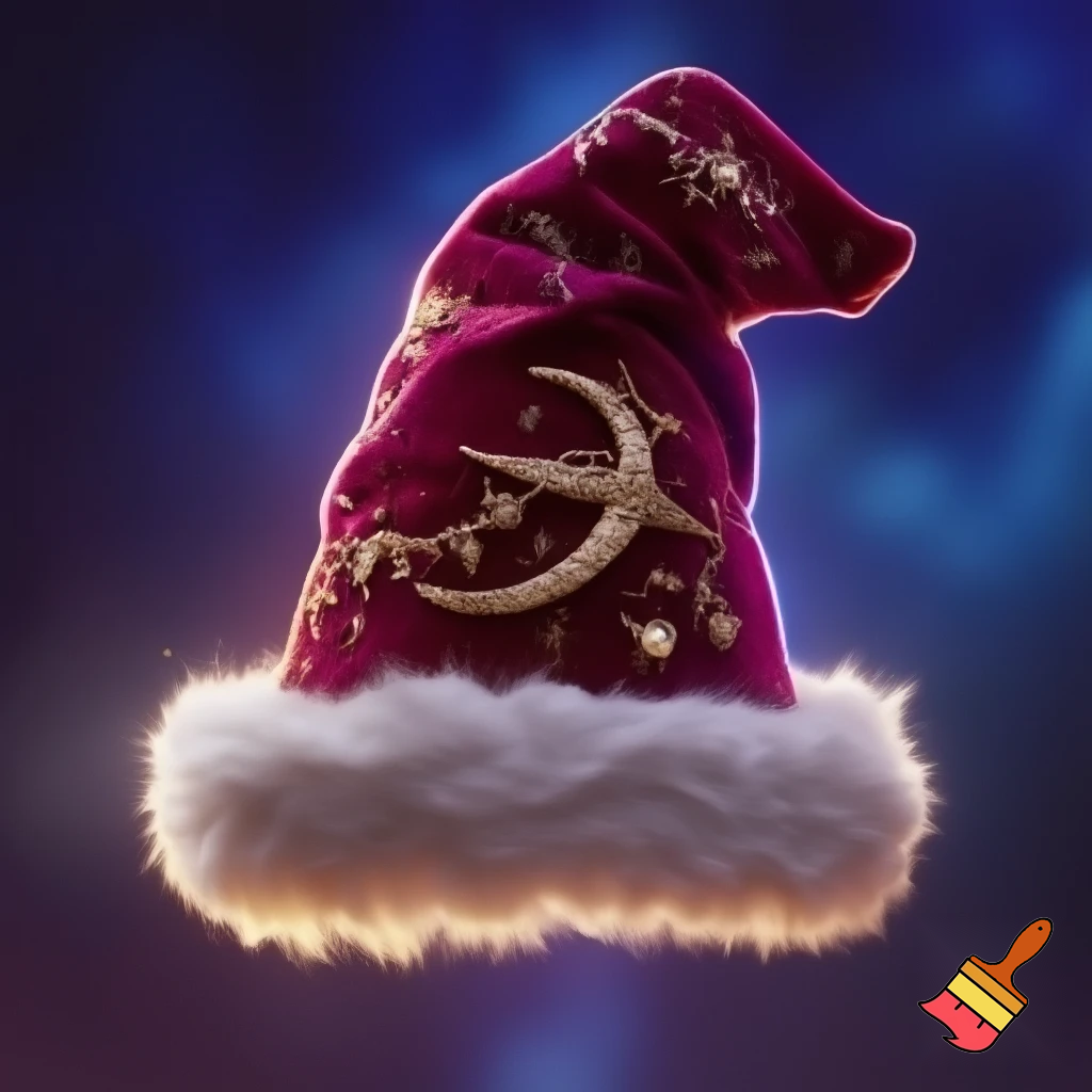 A wizard Santa Claus hat read✨✨🎄💫 velvet a wizard hat