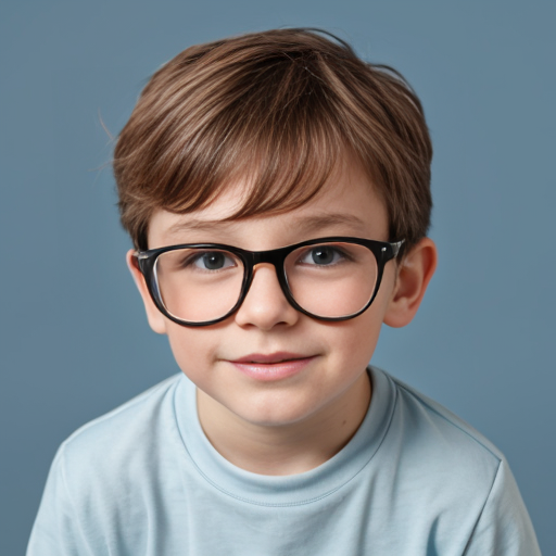 blue little boy with glasses