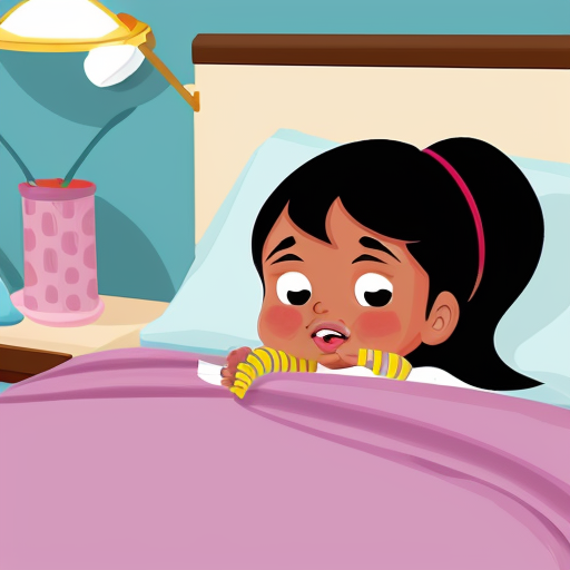 cartoon brown girl waking up with detail
