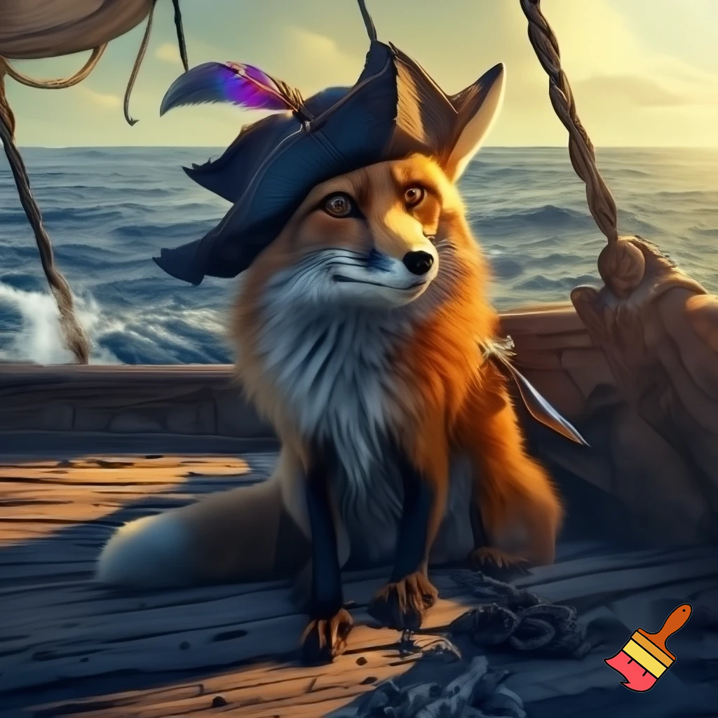fantasi pirat ræv der sidder på fire ben