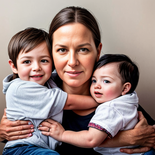 mother with toddler boy and little girl