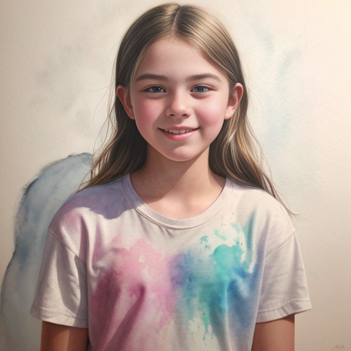 Young teen in ethereal pastel watercolor, capturing a youthful, hopeful spirit, with soft lighting and delicate brush strokes.
