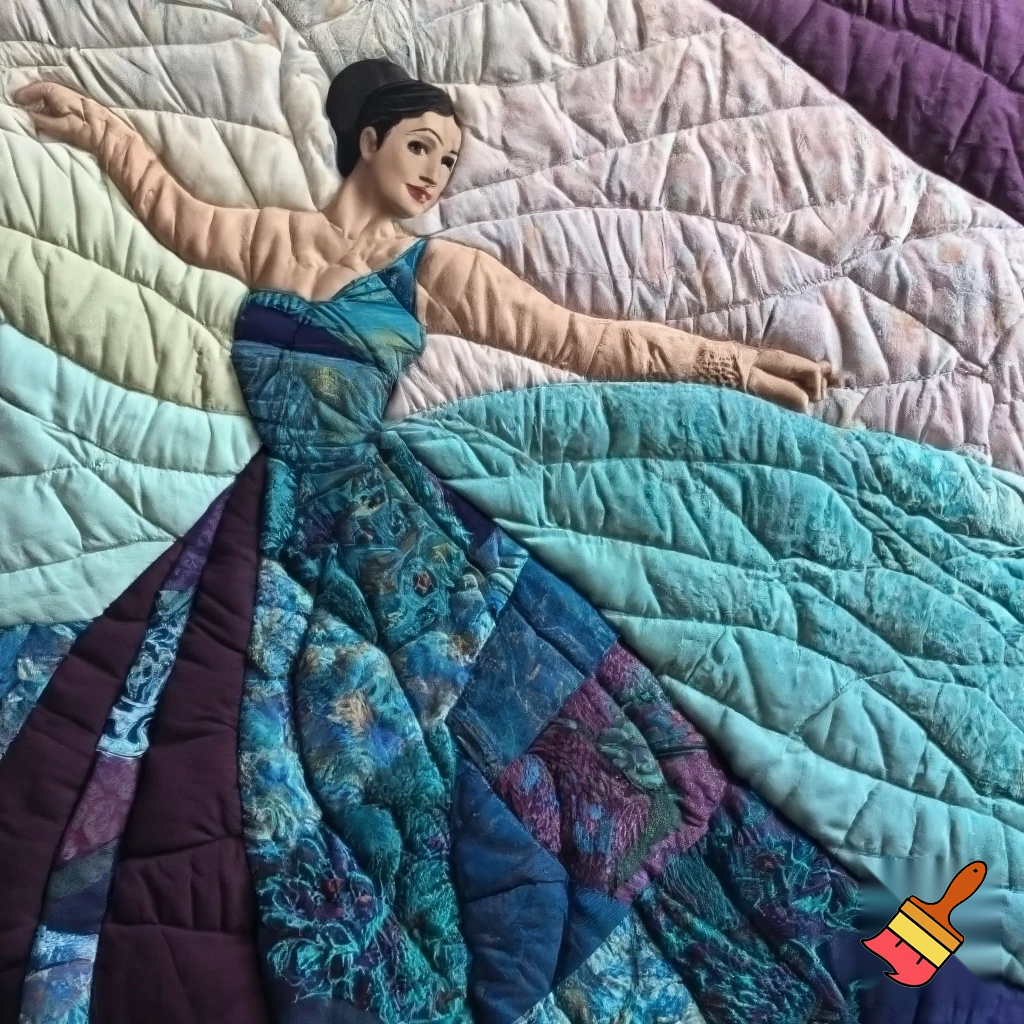 Quilted artwork of lady in a dress