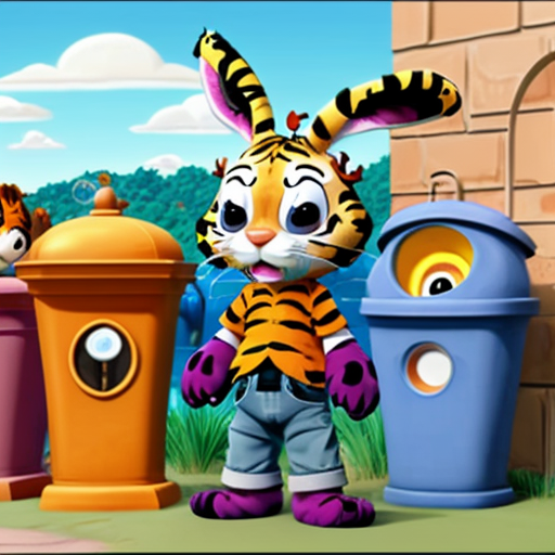 Bugs bunny, Sobble and Scorbunny, Daniel tiger, Shimajiro and Stitch use on the Roman public toilet home USA cartoon