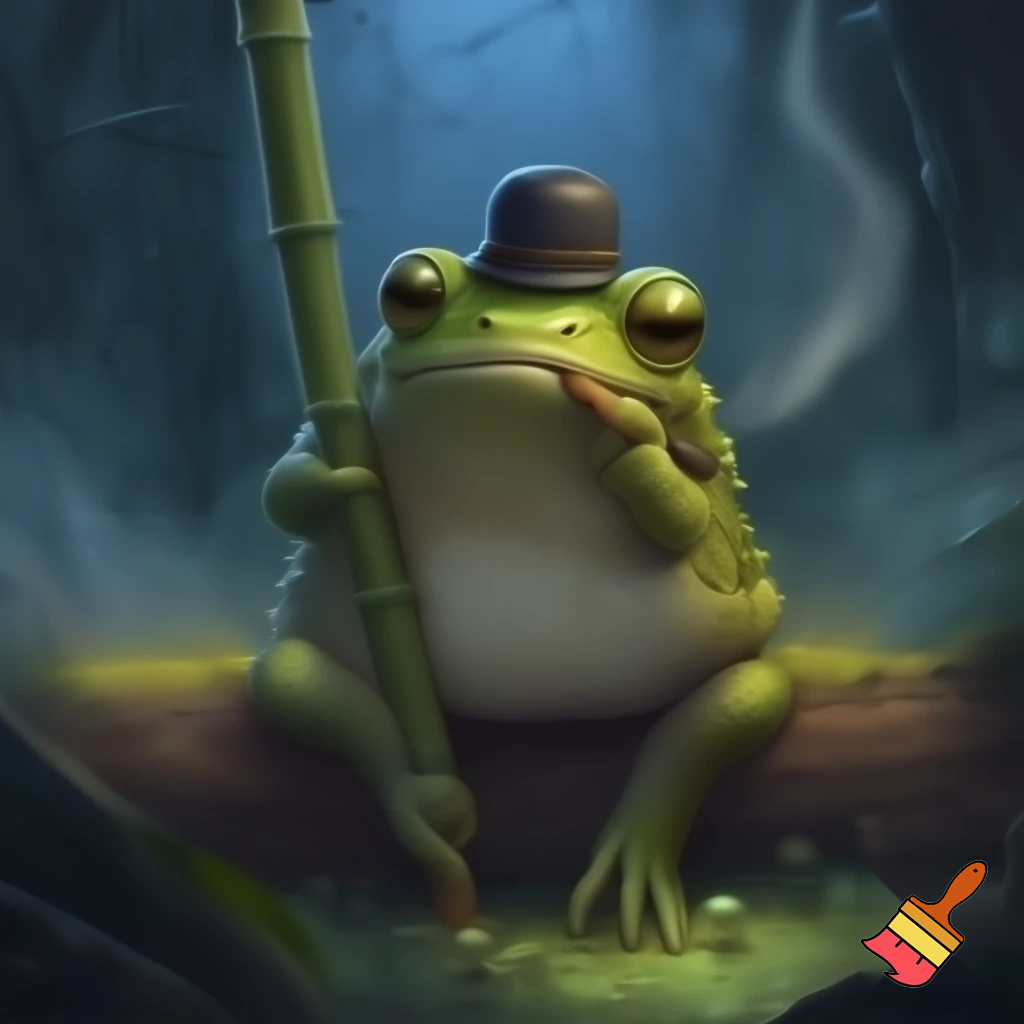 a toad smoking a suger cane
