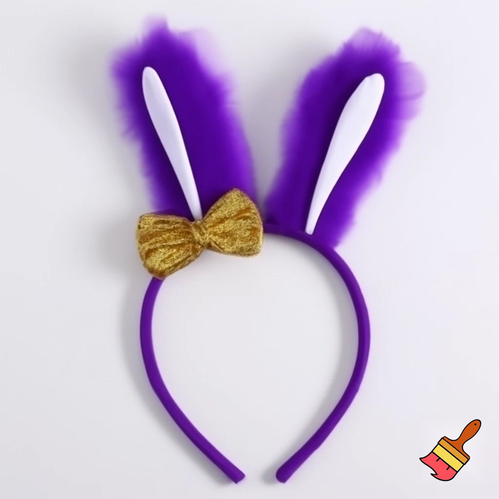  Purple and white Easter bunny headband top hat headband with gold