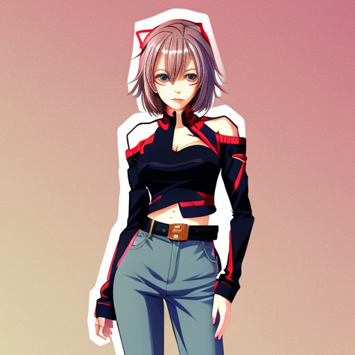 Attractive woman with an ash blonde pixie cut and a slim build wearing bold makeup wearing a cropped jacket, a bandeau top, cigarette pants with a belt and peep toe chunky heels 