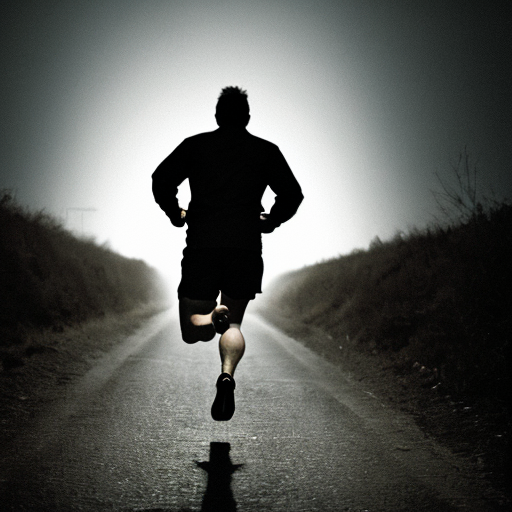 A man running towards the dark 