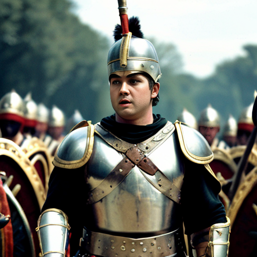 get me a roman centurion leading his troops to battle against the gauls
