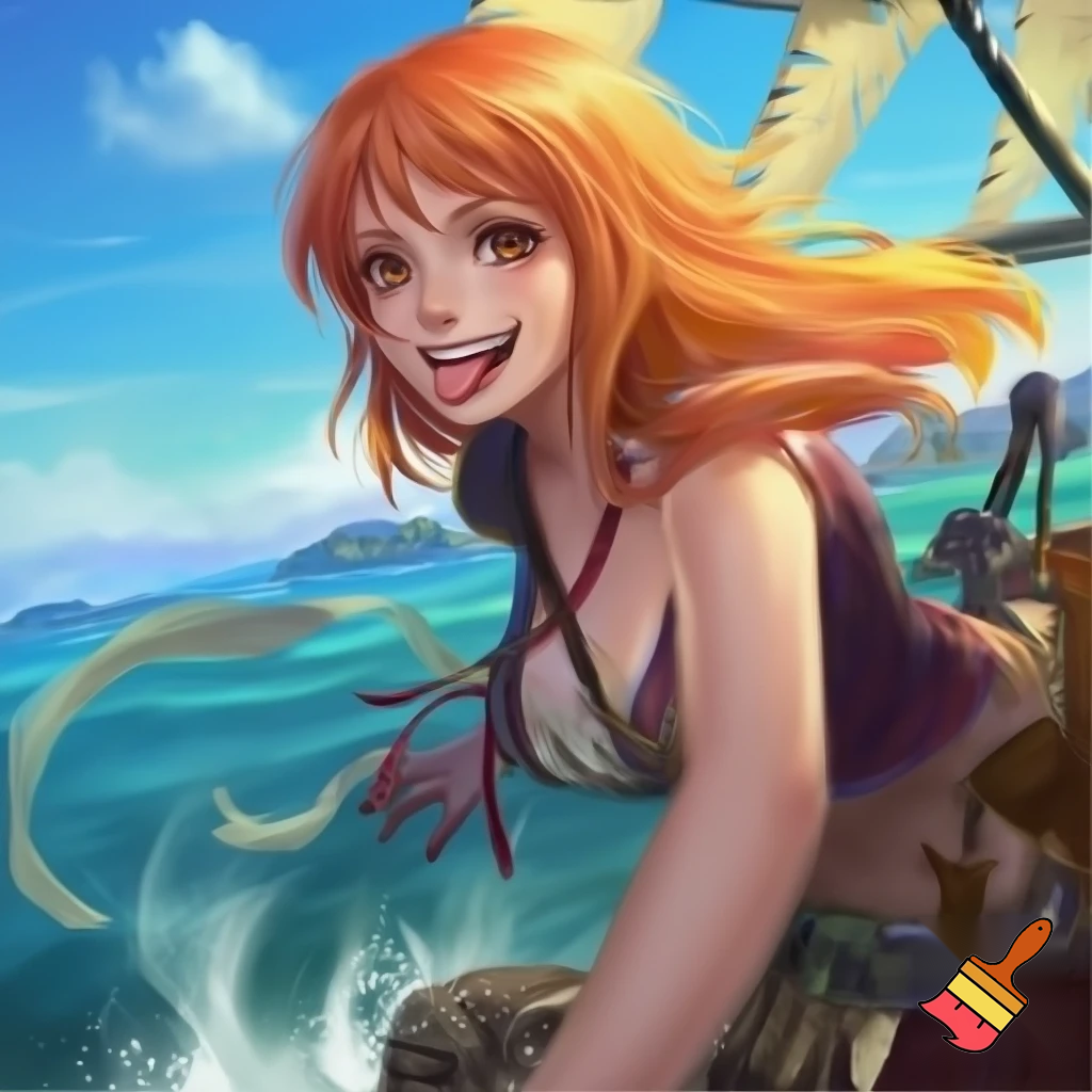 Nami from one piece with tounge out