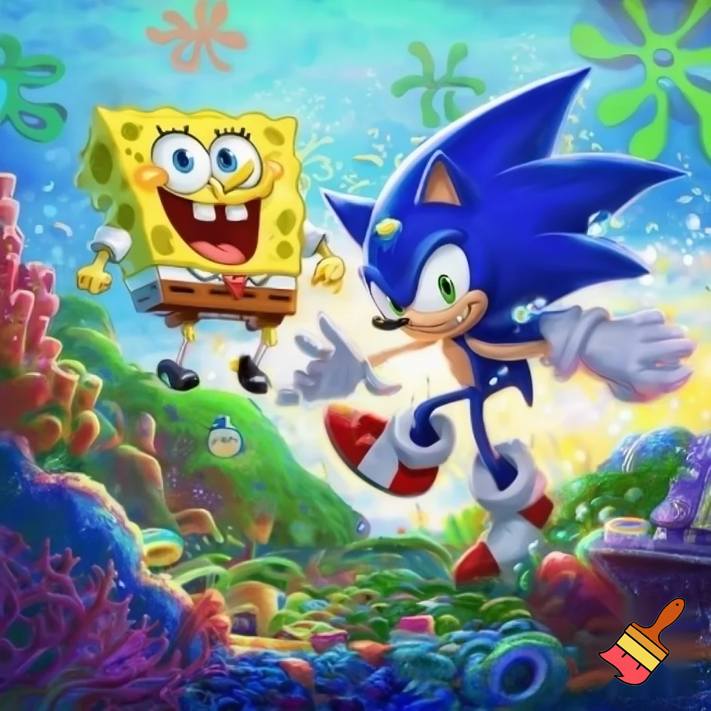 SpongeBob and sonic GPT Image