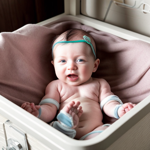 Babies in pod incubator nursery with large robotic arms on thier chests for heartbeats 