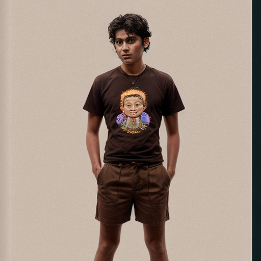 a nurvous short brown boy with colorful chothing who is a human
