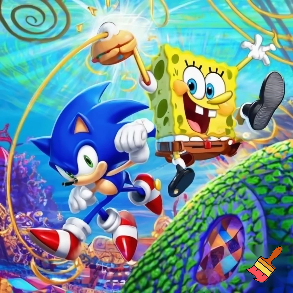 SpongeBob and sonic GPT Image