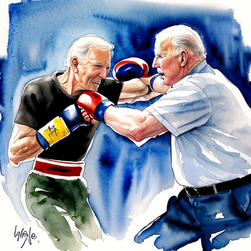 joe biden fighting the old man make it like a comic fight




