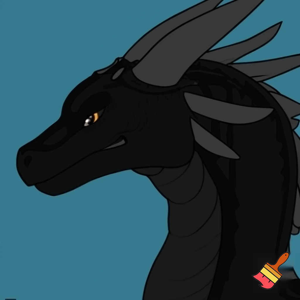 a black dragon that is showing from the left ( darkstalker from the book wings of fire)