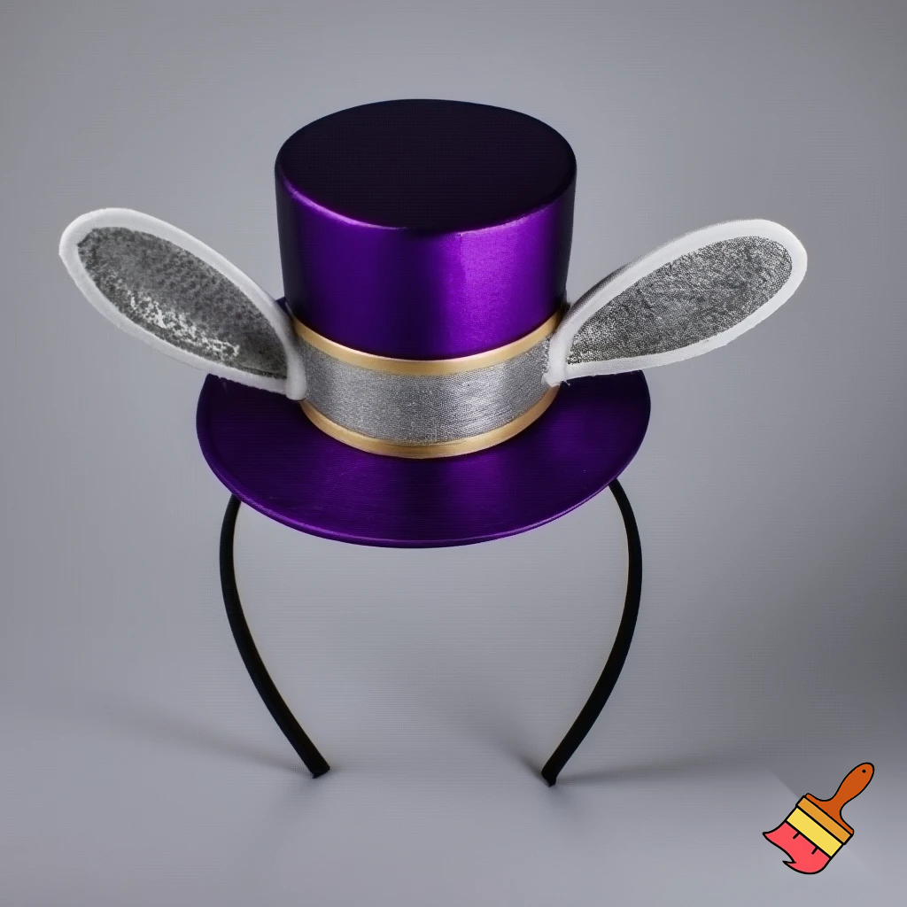 Easter bunny top hat headband, purple and white gold and silver top hat black purple dark purple