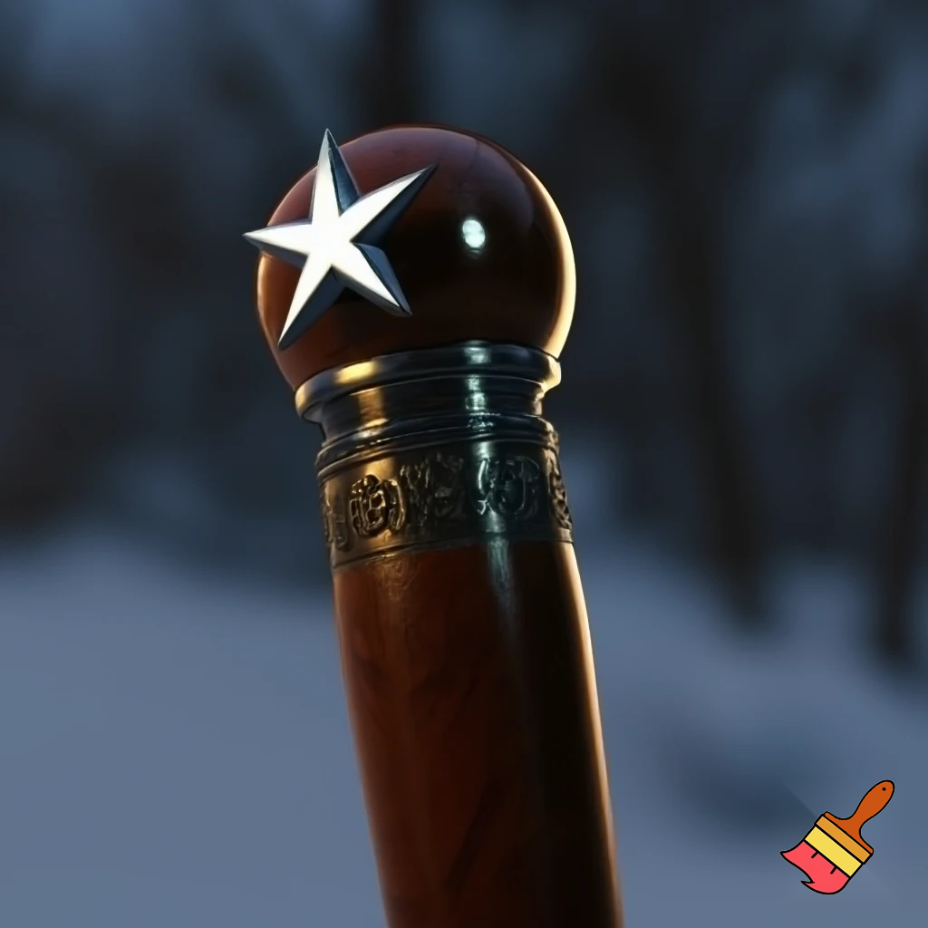 Russian Santa Claus walking stick with a star Santa Claus the real Santa Claus metal