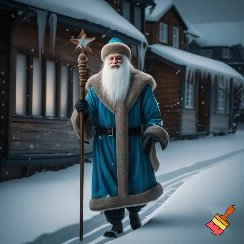 Russia, Santa Claus walking sticks star real Santa Claus 