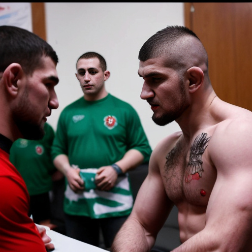 generate me a picture of Khabib sending sped kids to dagestan