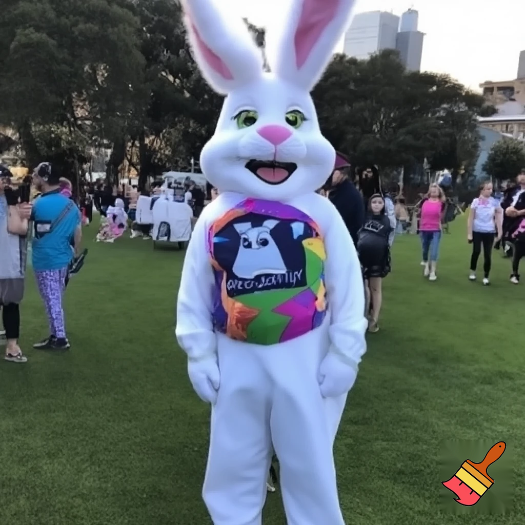 Easter bunny mascot costume Luna Park, Sydney