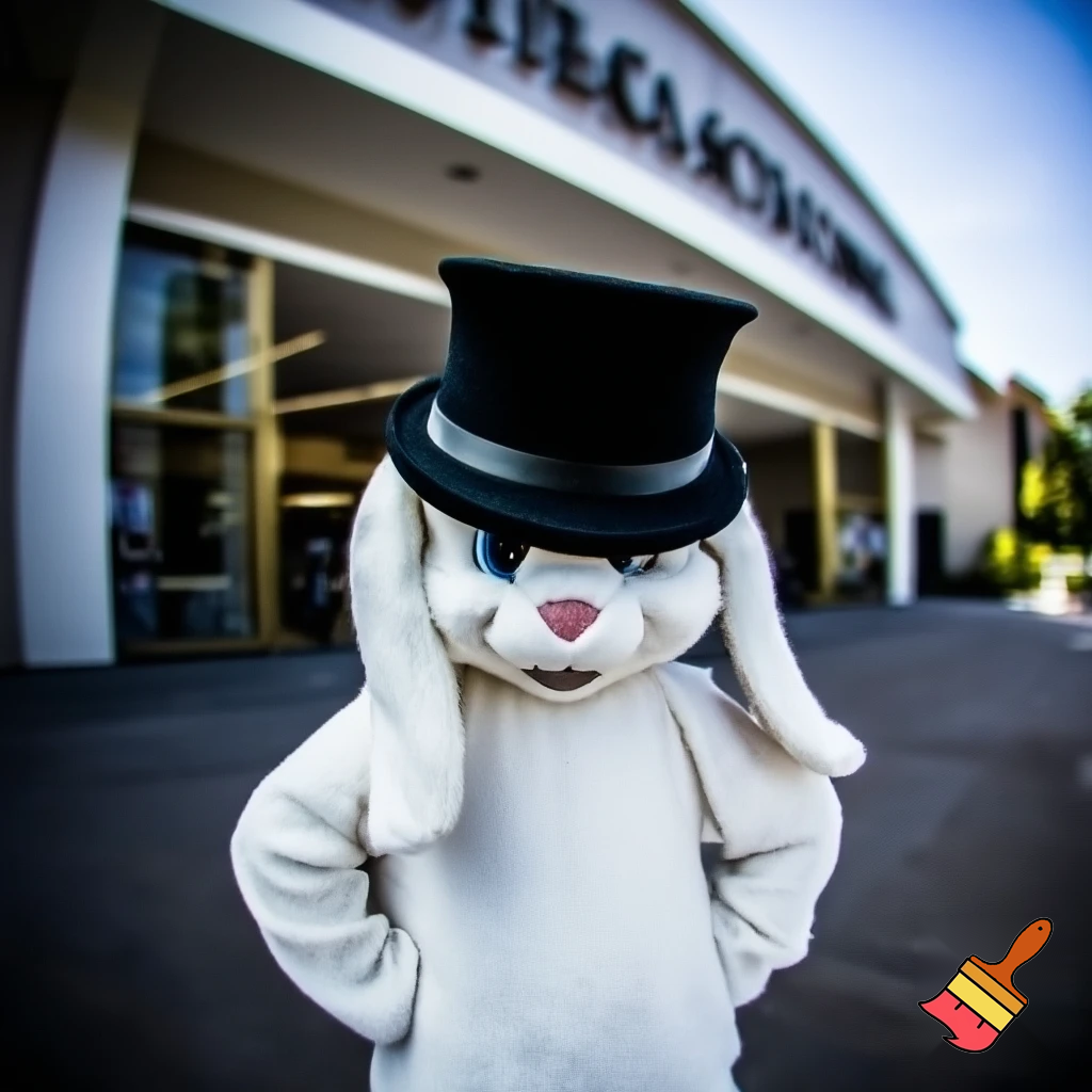 Mascot costume, Easter bunny top hat special top hat falcon gate shopping centre