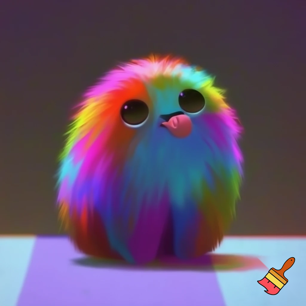 Colorful furry low quality in 2010's style and blurry eyes making a basic pose with their tongue sticked out 