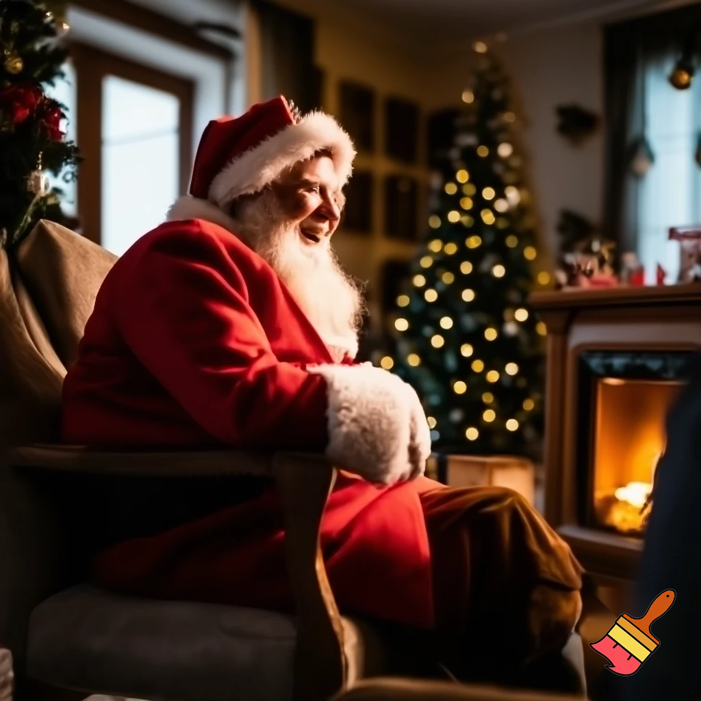 Santa Claus at the Christmas party in the house