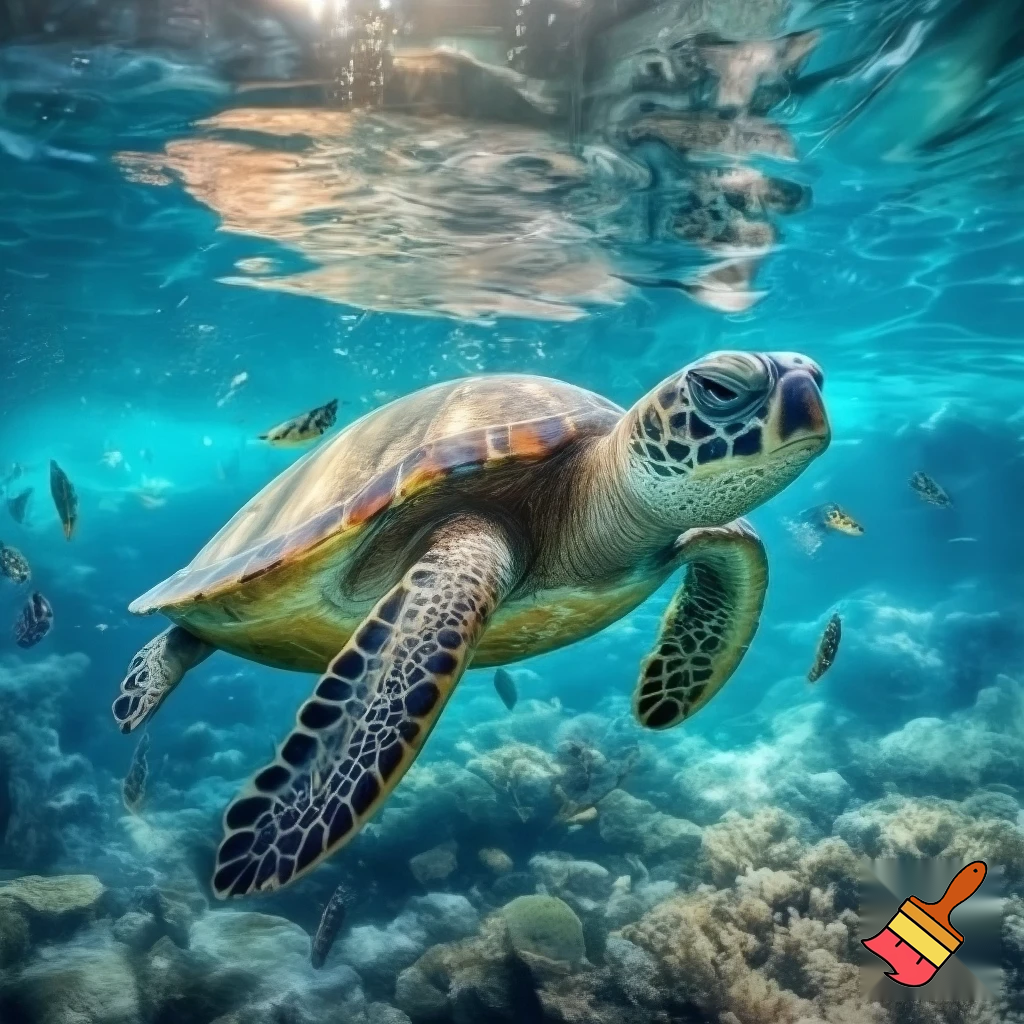 A sea turtle swimming in the sea
