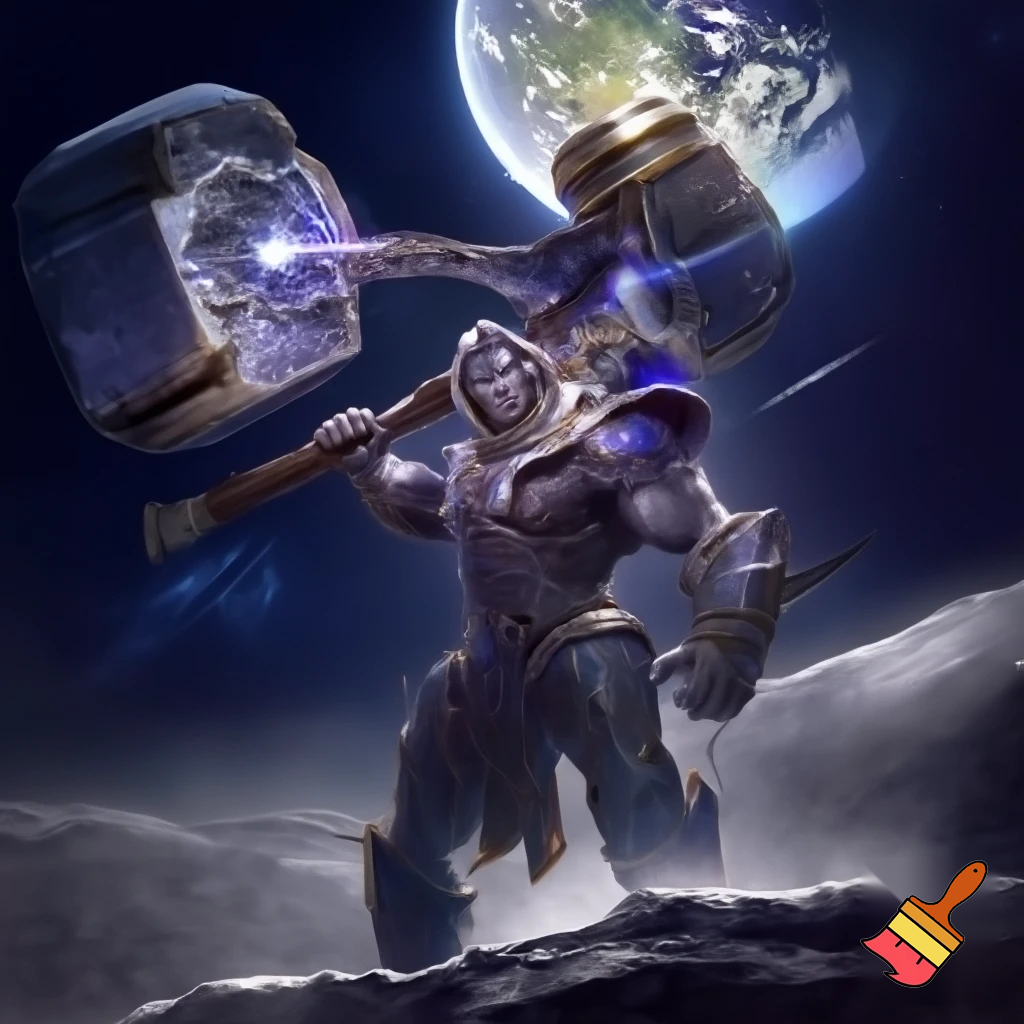make the god of the moon with a huge hammer

