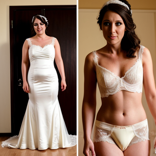 A bride rips off her wedding dress to reveal her underwear