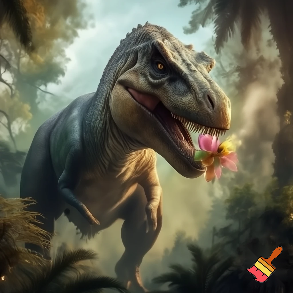 T Rex smoking a flowet