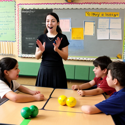 make me a whole class playing blooket with an energetic teacher hosting
