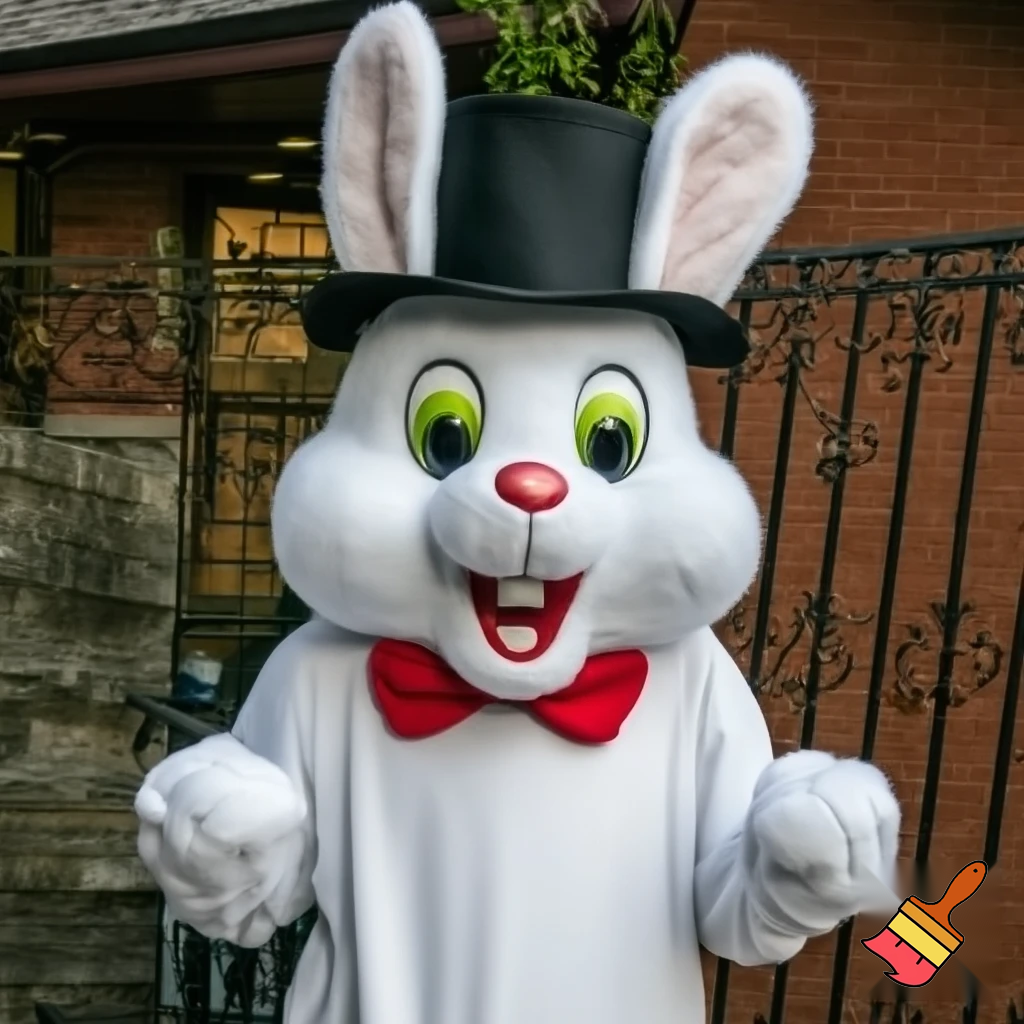 Easter bunny mascot costume top hat Easter only sells house