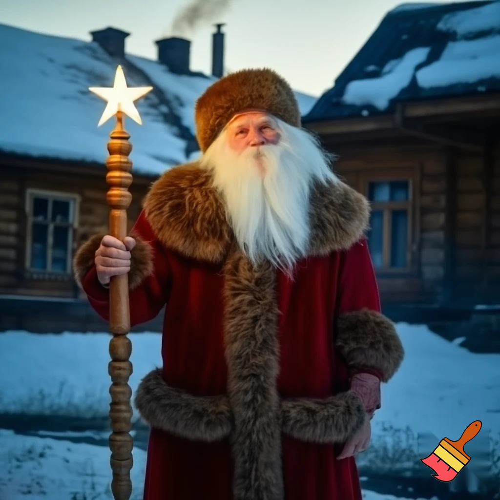  Santa Claus, Russia walking stick with a star