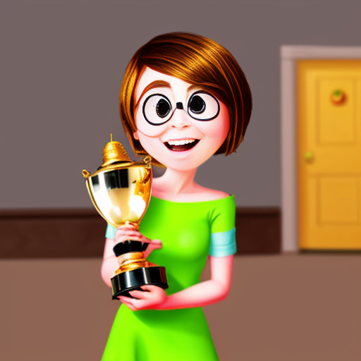 inside out style happy proud gold holding trophy one person gold cartoon animation style orange skin proud excited cute skin orange