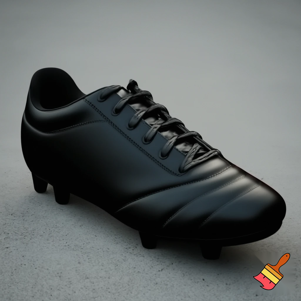 a plain black soccer boot