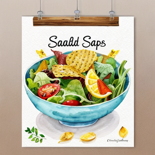 create a poster for food stall "chips-salad , lemonade" both are different food items 