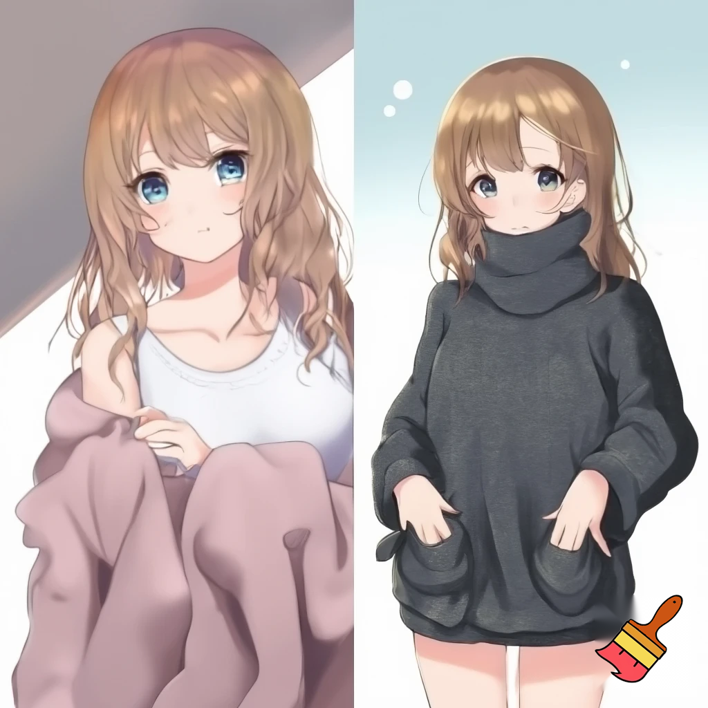 Anime girl so cool and cute is with cool clothes is touching her asses and her asses are big but cool