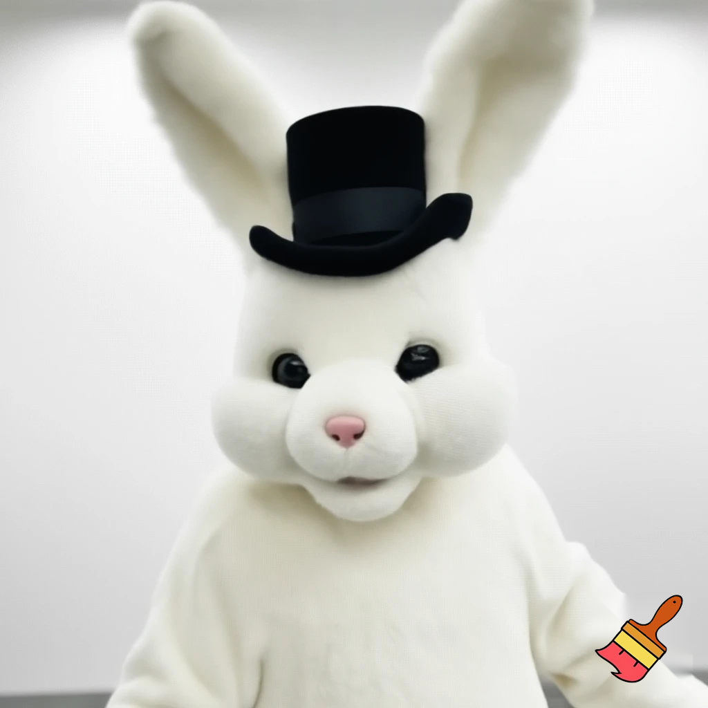  Easter bunny mascot costume top hat photo taken with the Easter open white