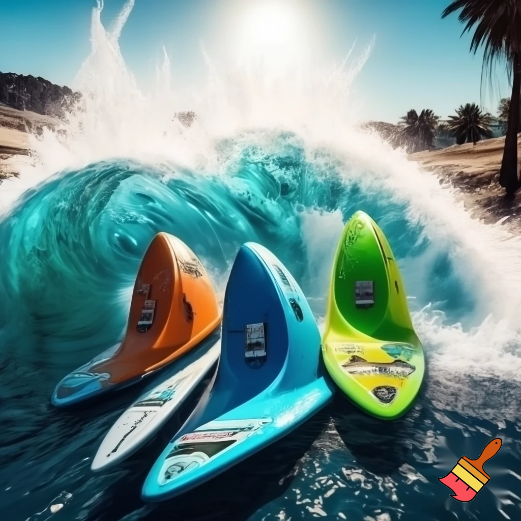 Create a river splash ride and make the boats look like different color surfboards with a Malibu vibe