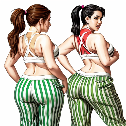 90's disney's 2d aladdin style comic black background and panels of 
Panel 1 a curvy figure two headed woman with brown hair and black striped haired ponytail and with green skin barefoot with green and white striped harem pants and pink and white striped bra marching towards viewer. 
Panel 2 then the curvy figure two headed woman with brown hair  black striped haired ponytail and with green skin barefoot with green and white striped harem pants and pink and white striped bra both looked at each other while marching towards.
Panel 3 then curvy figure two headed woman with brown black striped haired ponytail and with green skin barefoot with green and white striped harem pants and pink and white striped bra looked at viewer. 
Panel 4 then the curvy figure two headed woman with  brown hair and l black striped haired ponytail and with green skin barefoot with green and white striped harem pants and pink and white striped bra kissed the viewer while marching. 
Panel 5 then the curvy figure two headed woman with brown hair black striped haired ponytail and with green skin barefoot with green and white striped harem pants and pink and white striped bra turns around and turns around and revealing to the viewer a yellow triangle shaped stitch patch was on the middle of her butt of her green and white striped harem pants. 
Panel 6 then curvy figure two headed woman with brown hair and black striped haired ponytail and with green skin barefoot with green and white striped harem pants and pink and white striped bra shakes her butt with the yellow triangle shaped Stitch patch on her big butt.  