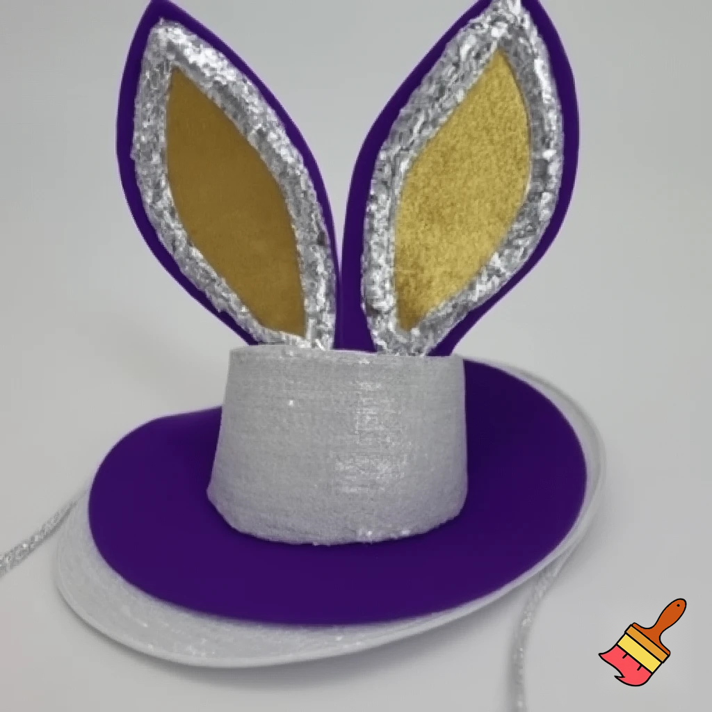 Easter bunny top hat headband, purple, white and gold and silver