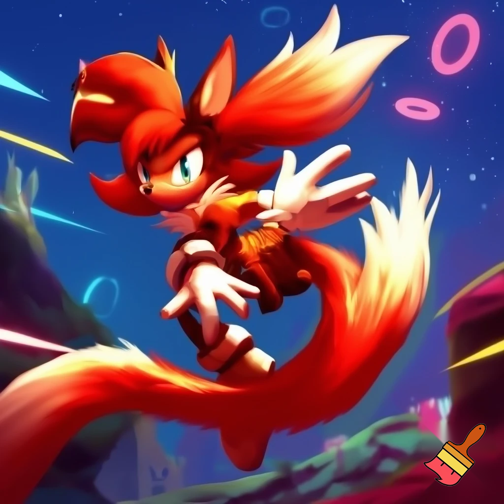 red tails sonic red klonoa red felyne cat monsterhunter fused into one creature